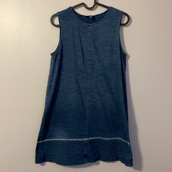 J. Jill Pure Jill Indigo Mini Shift Dress Denim Look Asymmetrical Back size S - Picture 2 of 16
